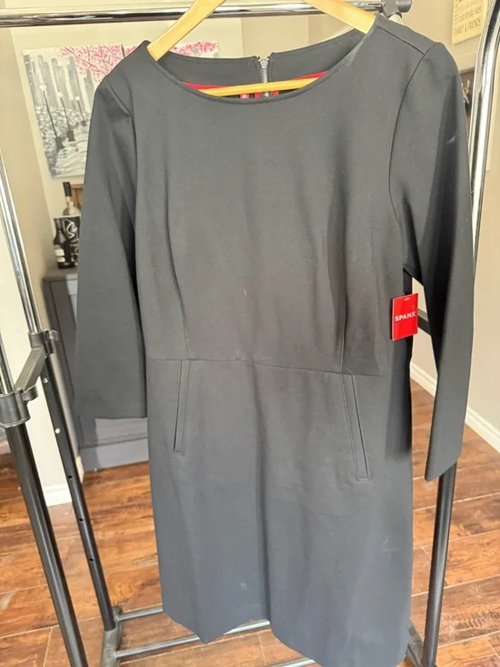 SPANX Black Long Sleeve Ponte Shift Dress - Picture 1 of 4